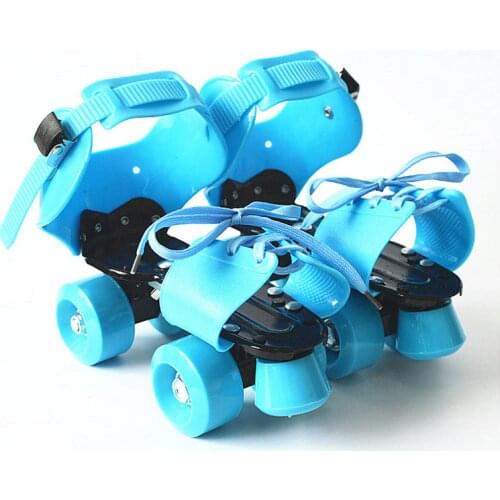 1 Pair Adult Children Kids Double Line Skates Shoes 4 Wheels Roller Indoor Quad Parallel Adjustable Patines