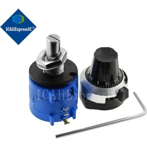 3590S-2 3590S Series Precision Multiturn Potentiometer 10 Ring Adjustable Resistor+1PCS Turns Counting Dial Rotary 6.35mm Knob