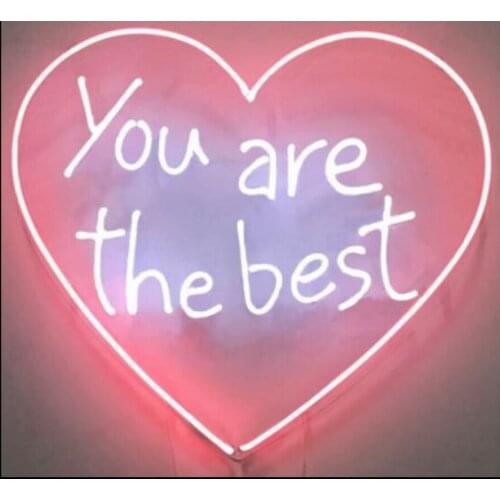 Pink Heart You Are The Best Custom Handmade Real Glass Tube Home Bedroom Decoration Display Gift Neon Sign Aesthetic Deco 19X15"