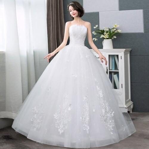 Wedding Dress New Dresses Lace Up Princess Dream White Bride Flowers Simply Wedding Dress