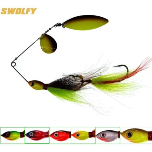 Swolfy Fishing Spinner Baits Strong Hook 39g Golden Willow Blade SpinnerBait for Bass Pike Tiger Muskie Metal Jig Lure