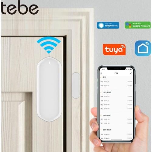 Tebe 2.4G Wifi Door Sensor Rechargable Smart Magnetic Windows Detector App Notification Alerts Home Security Sensor