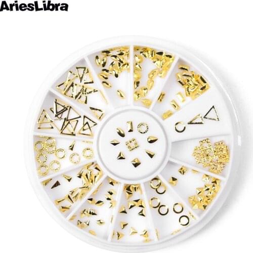 AriesLibra 4 Designs Rivet Pattern Rhinestones Nail Art Decorations DIY UV Gel Polish Rhinestone Stickers of Nail Accessories