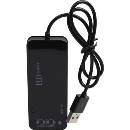 3 Port USB2.0 Hub External USB Sound Card No External Driver Stereo Sound Card Noise Canceling Headset Adapter for Laptop PC
