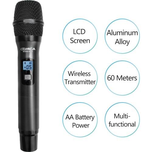 WS60-HTX Handheld Wireless Microphone Transmitter 12 Channels LCD Display for Wireless Microphone System DSLR SLR Video Vlogging