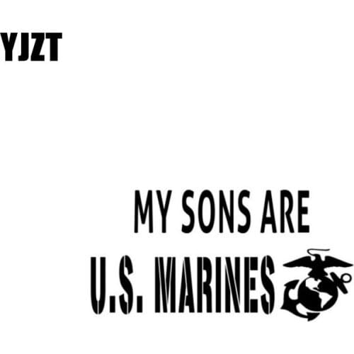 YJZT 15.2CM*7.7CM MY SONS ARE US MARINES Vinyl Decal USMC Car Sticker Black/Silver C3-0084