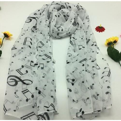 Ladies Summer Scarves Lady Musical Note Print Chiffon Neck Scarf Shawl Soft Scarves High Quality Fabulous Elastic