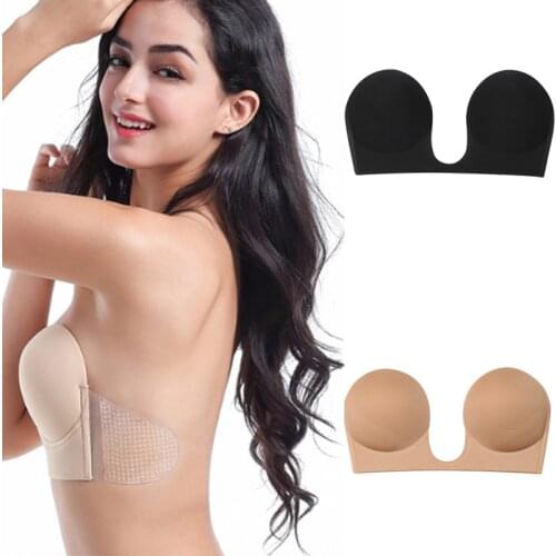 Hot Sale Women Self Adhesive Bras Seamless Strapless Backless Solid Bra Silicone Push Up Invisible Bra Womens Underwear