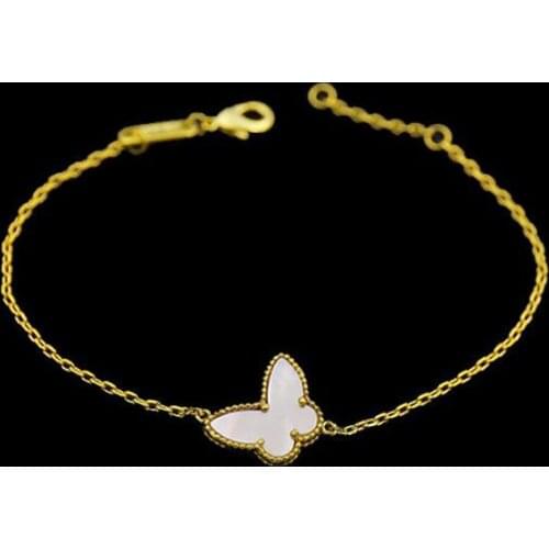 Top Quality OL Style Brand Jewelry Gold Color Fashion Black White Shell Butterfly Charm Bracelet&Bracelets for Women