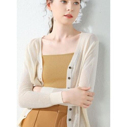 2021 spring and summer new small shawl jacket short style long sleeve thin loose sunscreen cardigan women