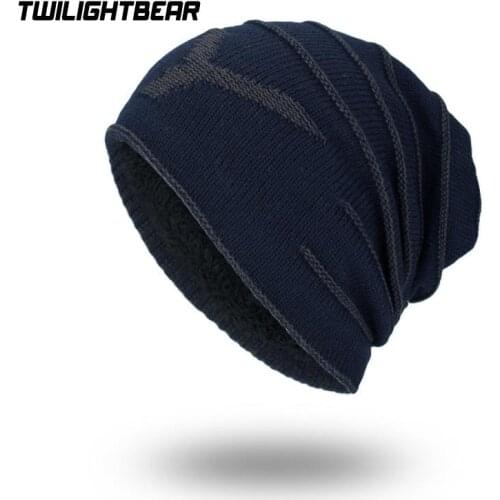 New Mens Winter Hat Fashion Fleece Skiing Beanies Caps Warm Knitted Beanie Bonnet hats men Gorros Invierno Cappelli CY6E60