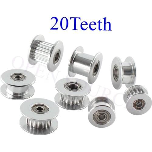 10pcs 2GT 20 Teeth synchronous Wheel Idler Pulley Bore 3mm 4mm 5mm with Bearing for Width 6MM GT2 Timing belt 20T 20teeth