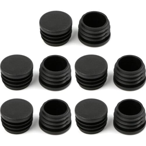 10Pcs Black Plastic Furniture Leg Plug Blanking End Cap Bung For Round Pipe Tube