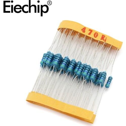 100pcs/lot 0.5W 1 ohm 1% Metal film resistor 1/2W resistance 470R Electronic resistors