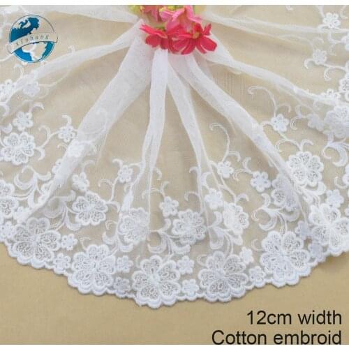 12cm width Cotton embroid lace sewing ribbon guipure lace african lace fabric trim wedding lace DIY Garment Accessories#3337