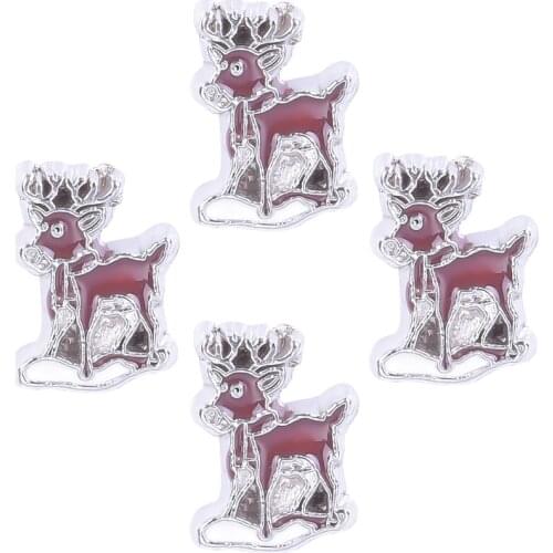20Pcs/lot Animal Elephant Elk Floating Charms Finding Christmas Gift Glass Locket Jewelry Supplies