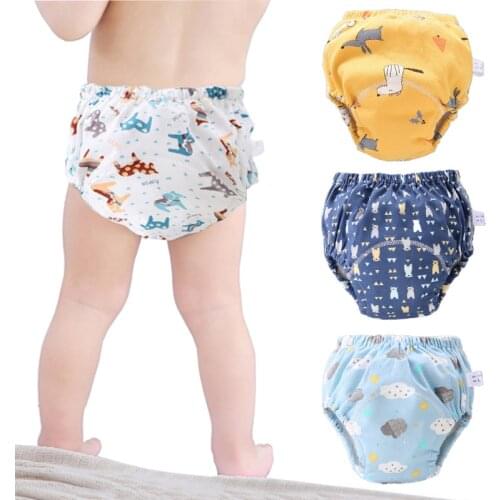 4pc/Lot Baby Cotton Training Panties Washable Cloth Diapers For Children Waterproof Reusable Toddler Ecological Nappies 6 Layers