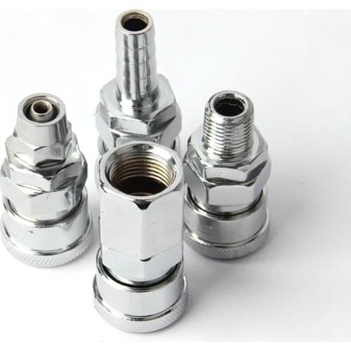 5pcs C Shape Fast Metal Female Joint Automatic Locking Quick Wring Inserting Trachea Hose Internal External Thread Connector