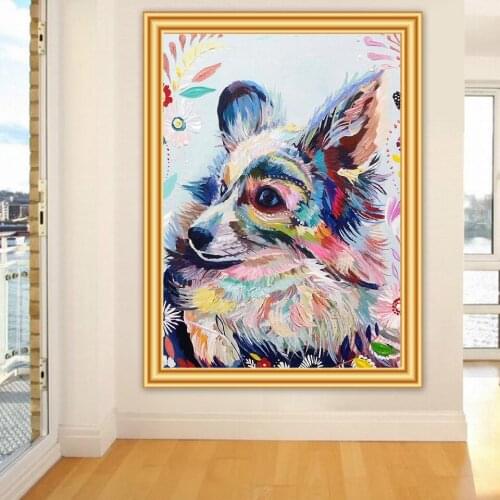 5D DIY Diamond Painting Fox Cross Stitch Kit Full Square Diamond Embroidery Animal Mosaic Art Picture of Rhinestones Decor Gift