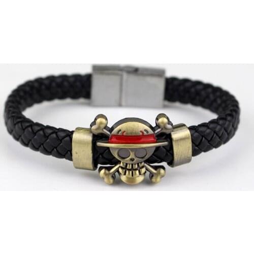 Anime One Piece Charm Bracelet Luff Punk Skull Bangle Men Women Fashion Jewelry Halloween Party Role Play Bracelets Accessories