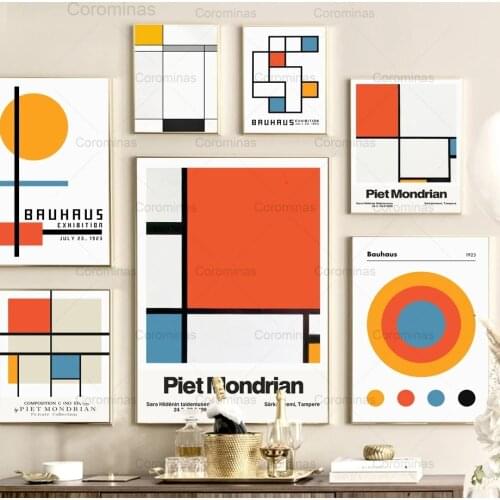 Bauhaus Canvas Painting Piet Mondrian Geometric Wall Art Nordic Posters and Prints Wall Hd Pictures for Living Room Modern Decor