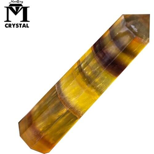 Big Natural yellow Fluorite Crystal Point Hexagonal Column Mineral quartz stone Ornament Repair Healing Wand Home Decoration