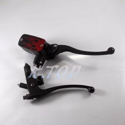 Black 7/8" Handlebar Flame Control Reservoir Brake Clutch Levers Motorcycle Bike