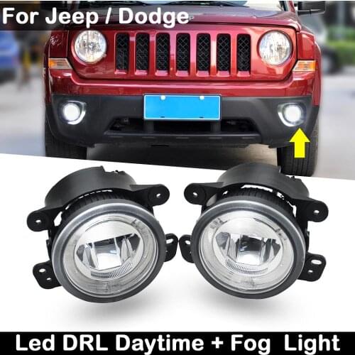 For Jeep Wrangler Cherokee Dodge Charger Journey Car Front High Brightness LED DRL Daytime Running Light And Driving Fog Lamp