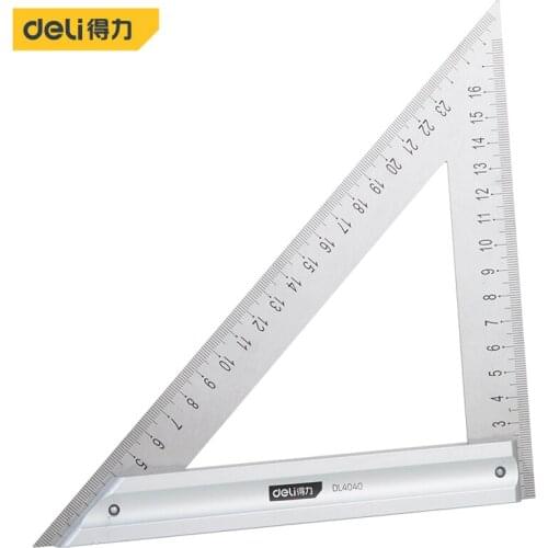Deli 200mm Multifunctional Stainless Steel/Aluminum Alloy Triangular Measuring Ruler Woodworking Tools Triangle Angle Protractor