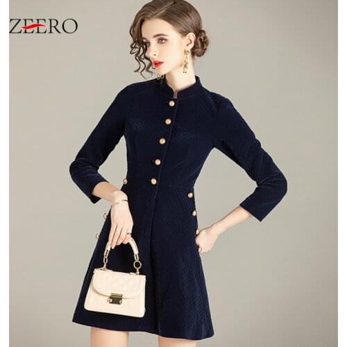 Korean Female Noble Elegant Velvet Single Breasted A-Line Dress Women Big Swing Vintage Mini Dresses 2020 Autumn Winter Oversize