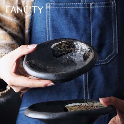 FANCITYCampanulaceae Japanese style high-footed vegetable bowl Personalized restaurant Retro meal plate Small appetizer plate Th