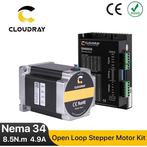 Cloudray Nema 34 Open Loop Stepper Motor Kit 8.5N.m 4.9A 112mm Stepper Motor High Torque CNC Engraving Milling Machine