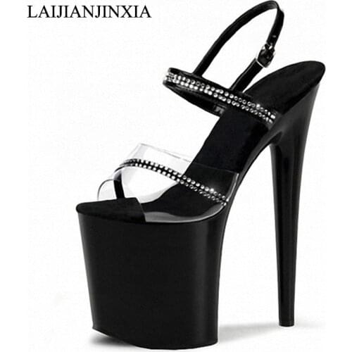 LAIJIANJINXIA New Women Platform Sexy Ankle Strap Sandals For Women Wedding Shoes 20cm Pole Dancing High Heels Dance Shoes
