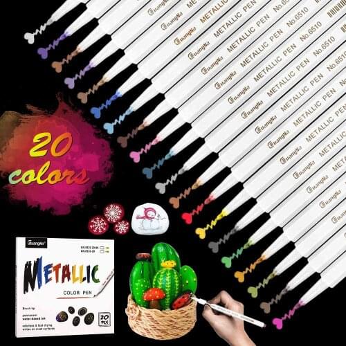 Paint Pen Markers 20 Colors Marker Pens Quick Dry Using for Card Making, Scrapbooking Crafts, Art Rock Painting Glass Metal and