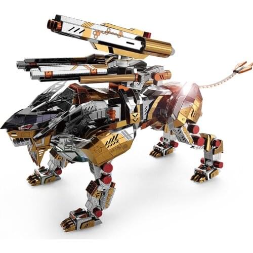 MICROWORLD 3D Metal Puzzle Mechanical Roaring Lion Animal High Level DIY Puzzle Model Building Adult Hobby Man Collection Gift