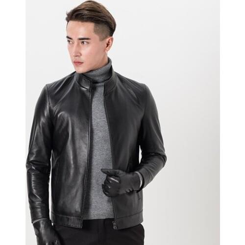 Fashion Genuine Leather Jacket Men Clothes 2019 Streetwear Mens Autumn Sheepskin Coat Casual Slim Fit Moto Jackets 82034