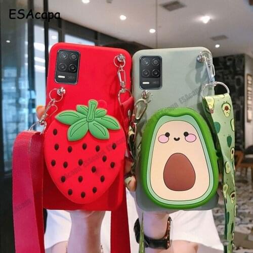 Cartoon Zipper Wallet Case For OPPO Realme 8 C21 X7 Q2 Pro GT NEO C17 7i Crossbody Lanyard TPU Case For Realme V13 V15 5G V3 V11