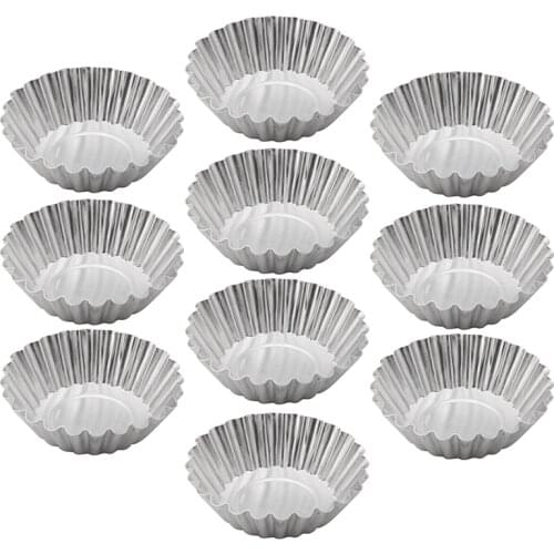 NEW Baking Tool 10PCS Egg Tart Aluminum Cupcake Cake Cookie Flower Mold Mould Tin