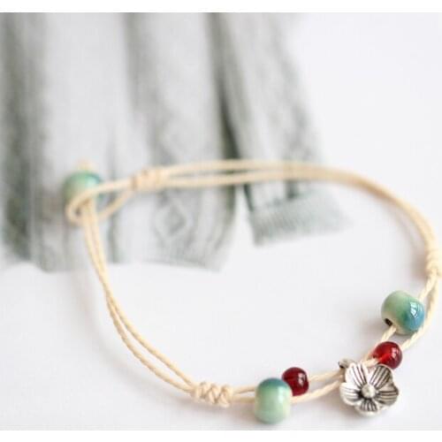 Simple Fashion Ceramic Flower Bracelets for Women Girl Little Gift Bohemia Jewelry String 2020