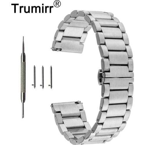 22mm Quick Release Band for Asus Zenwatch 1 2 22mm LG G Watch W100 W110 Urbane W150 Pebble Time Stainless Steel Strap Bracelet