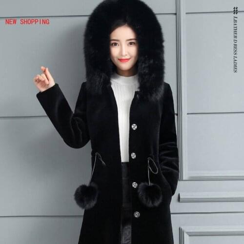 Mid Length Faux Fur Coat Women Hooded Mink Cashmere Slim Fit Plus Size Solid Long Sleeve Warm Single Breasted Fur Coats Fashion