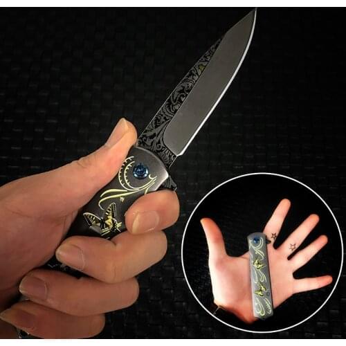 Exquisite pocket knife, 440C stainless steel blade survival outdoor camping knife folding knife barbecue camping portable knife