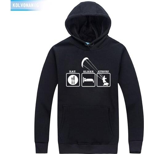 Eat Sleep Kitesurf Printed Hoodie Men/Women Casual Hip Hop Sweatshirt Kitesurfing Mens Sportswear Unisex Fleece Pullover Hoody