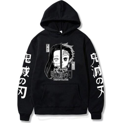 Anime Demon Slayer Kamado Tanjirou Kamado Nezuko Printed Hoodies Hooded Sweatshirts Cozy Tops Pullovers