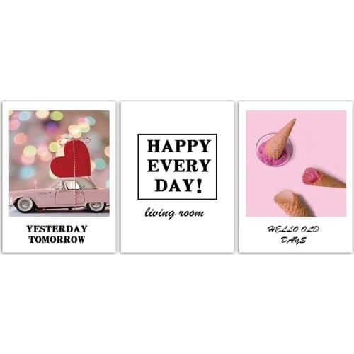 Waterproof Print Canvas Painting Stylish For Living Room Modern Pink Happy Poster Nordic Style Wall Artwork Unframed