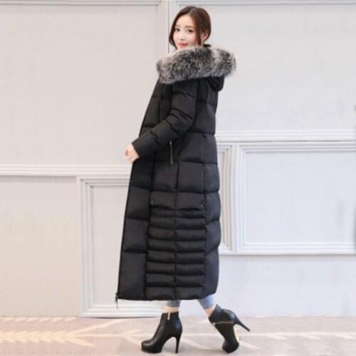 Winter Coat Female Fashion Thick Womens Down Jacket + Real Fox Fur Collar Red Slim Long Warm Duck Donw Jackets 38390
