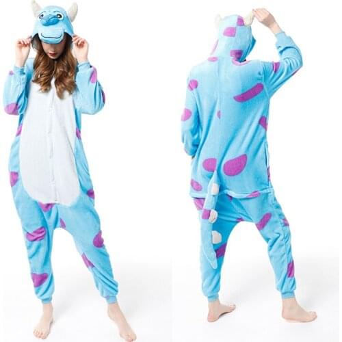 Winter Flannel Soft Warm Sulley Monster Pajamas Hooded Animal Cartoon Onesies Boys Pyjamas Children Pajamas Girls Kids Sleepwear