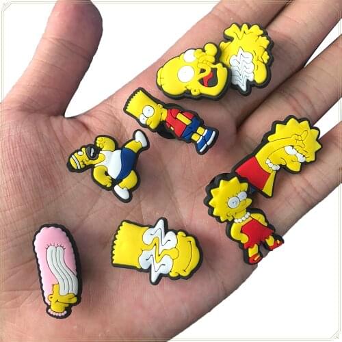 1pcs Simpsons PVC Shoe Croc Charms Simpsons Accessories DIY Shoe Decoration for Croc Friend Boy Kids Kawaii X-mas Gifts