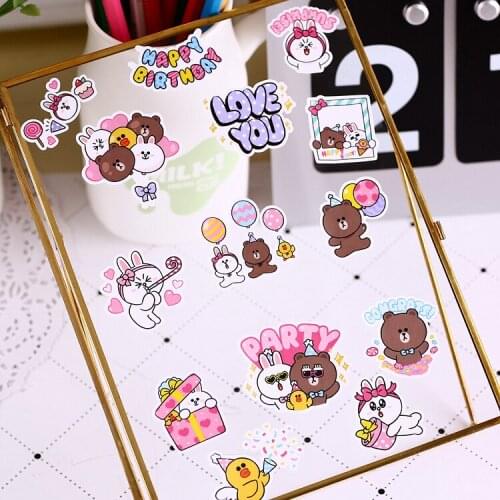 31PCS Bear and rabbit stickers DIY scrapbooking album journal diary happy planner gift seal decorative stickers