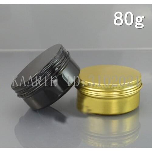 80g ML refillable box gold/black empty round aluminum metal tin cans bottle cosmetic cream box DIY jar Aluminum Lipstick Pot